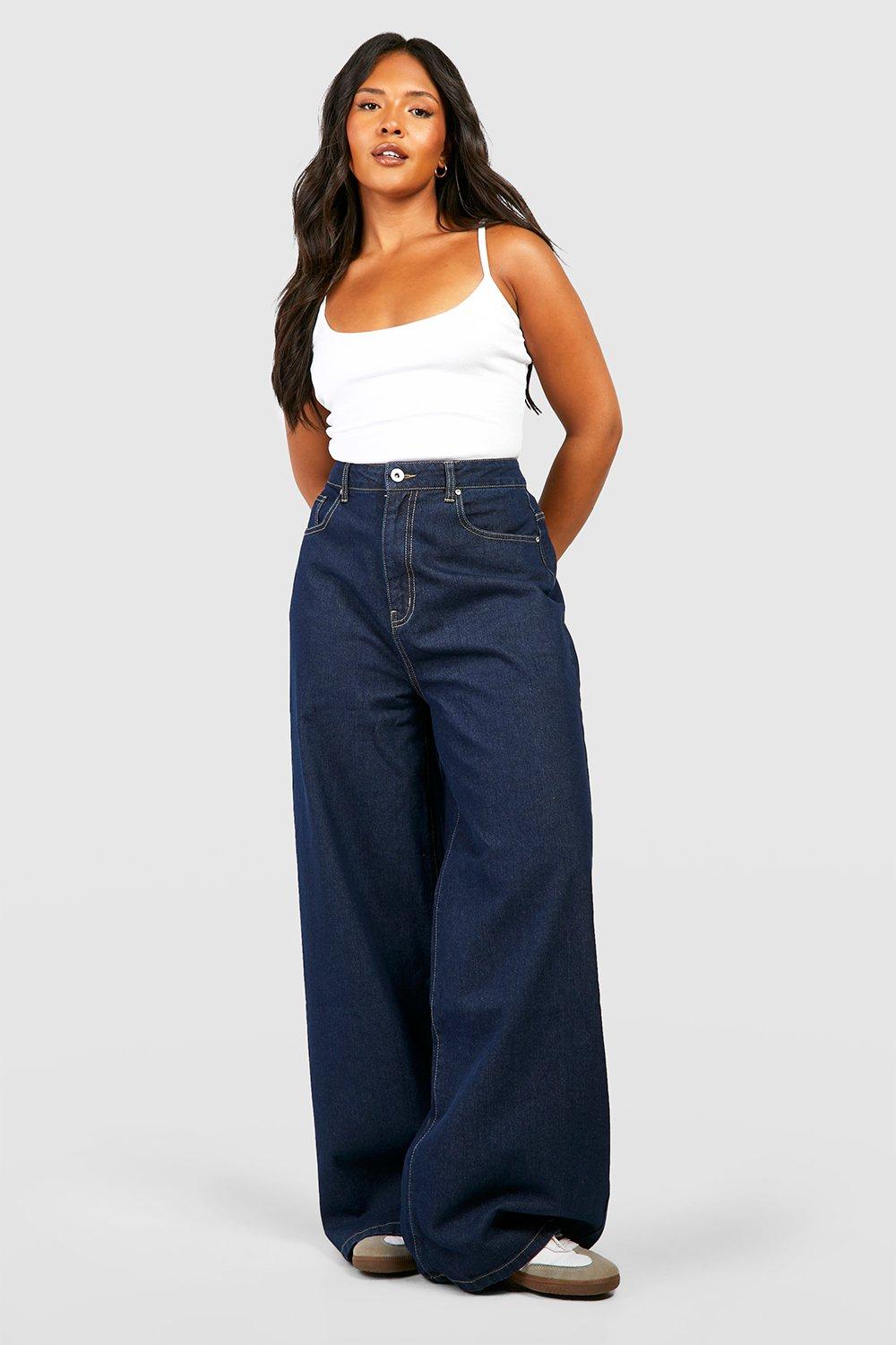 Grande taille Jean droit large taille haute boohoo